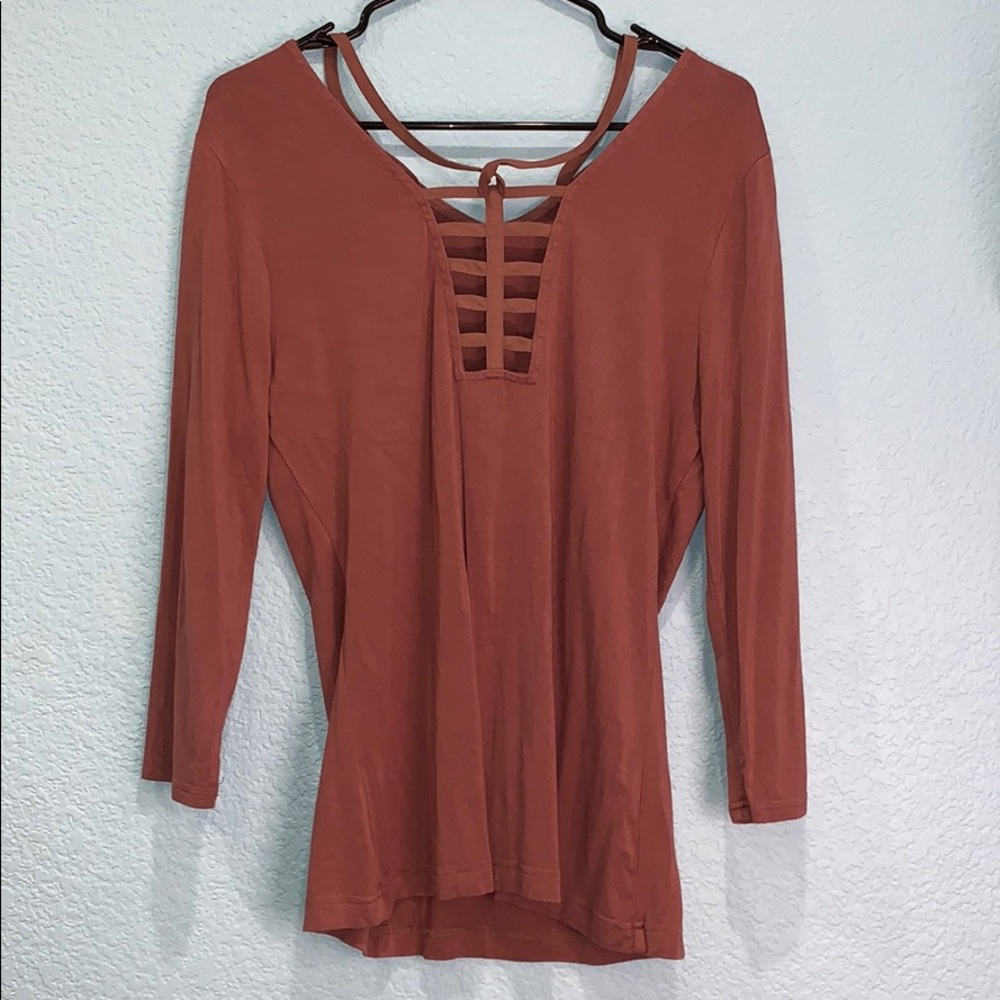 Muted rose pink 3/4 sleeved top